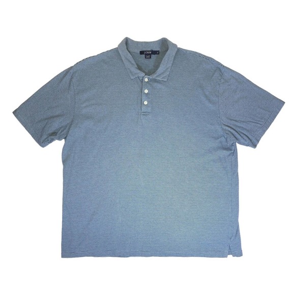 J. Crew Polo Shirt Men's X-Large XL Pinstripe Short Sleeve Blue 100% Cotton‎ EUC - Picture 8 of 8